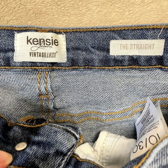 Kensie Jeans Womens 10 Blue Vintage Luxe The Straight Stretch Distressed Denim - Picture 2 of 9